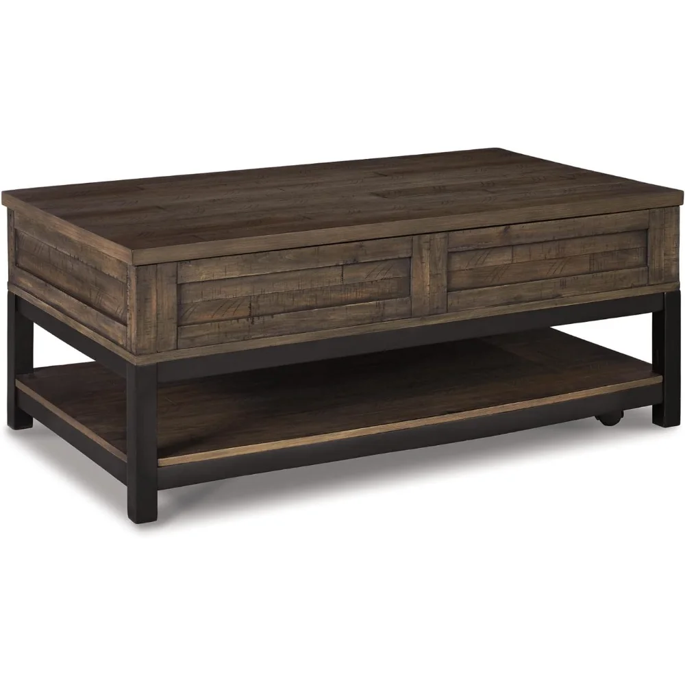 

Signature Design Rustic Rectangular Lift Top Coffee Table and Fixed Lower Shelf, Brown