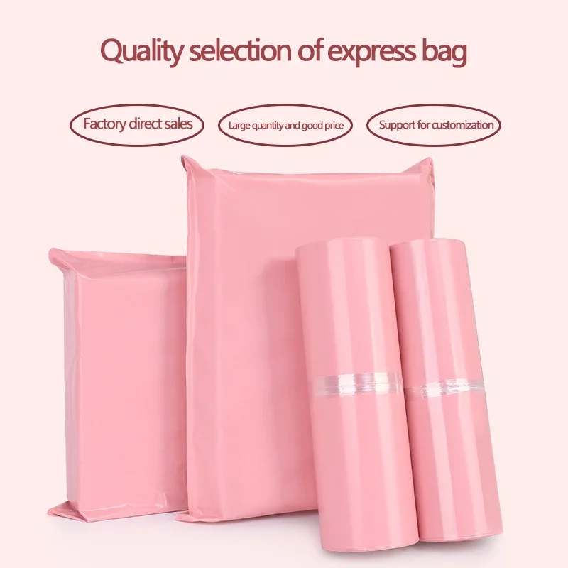 50pcs Pink Express Bags Mailing Product Packaging Bags Clothing Shipping Bags Postal Waterproof Bags Custom Printed Logo