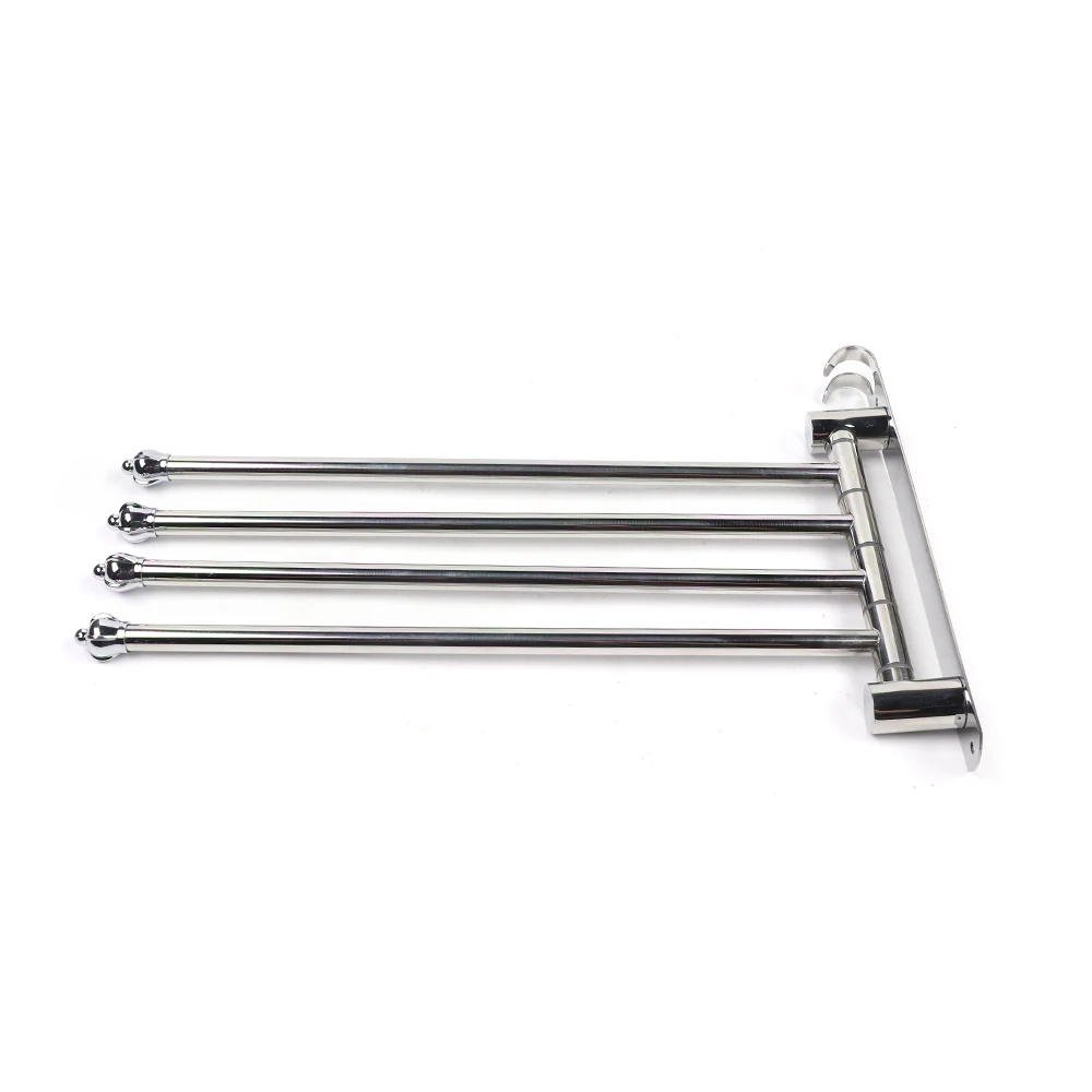 Modern Swivel Bathroom Towel Rack 304 Stainless Steel 4 Arm Stainless Steel Wall-Mount Holder Hanging Shelf