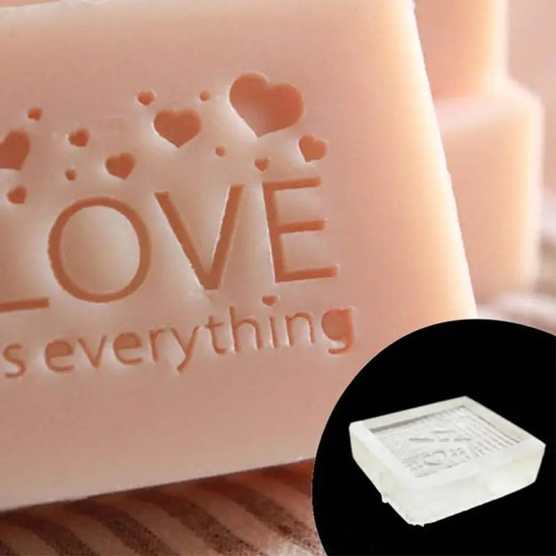 E8BD Handmade Valentines Day Soaps Stamp Block Natural Soaps Making Acrylic Chapter for Creative Gift for Kids Teens Adults