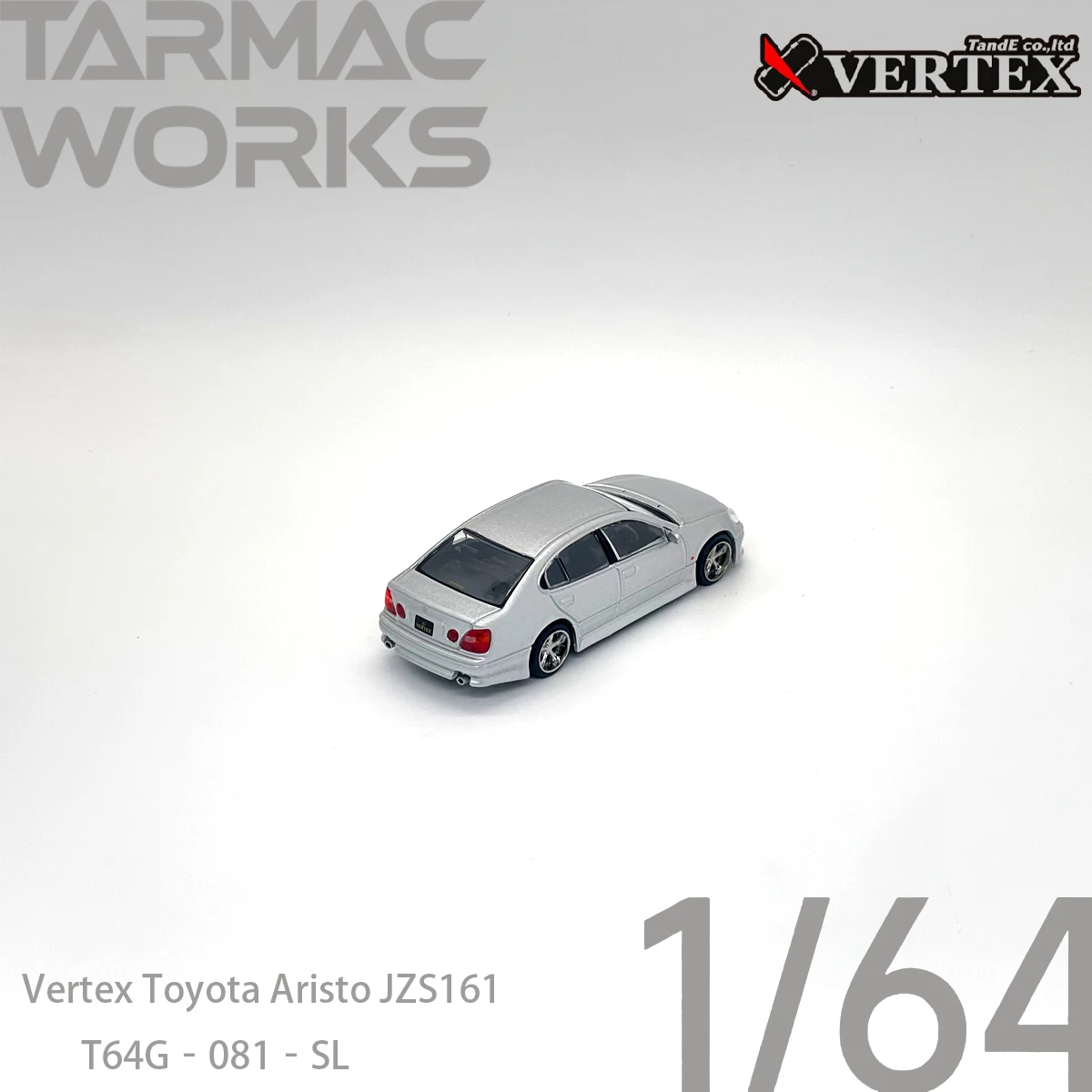 Tarmac Works 1:64 T64G-081-SL VERTEX Toyota Aristo JZS161 Silver Diecast Car Model In Stock Ready To Ship view 5