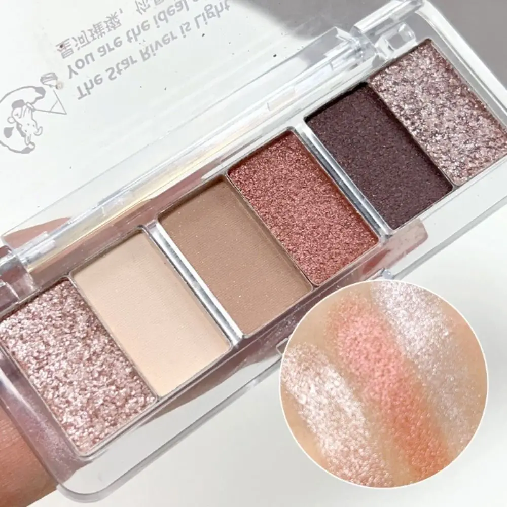 Paleta de sombra de ojos Rosa Natural, 6 colores, purpurina nacarada mate, bandeja de sombra de ojos altamente pigmentada, brillo duradero, herramientas de maquillaje de ojos