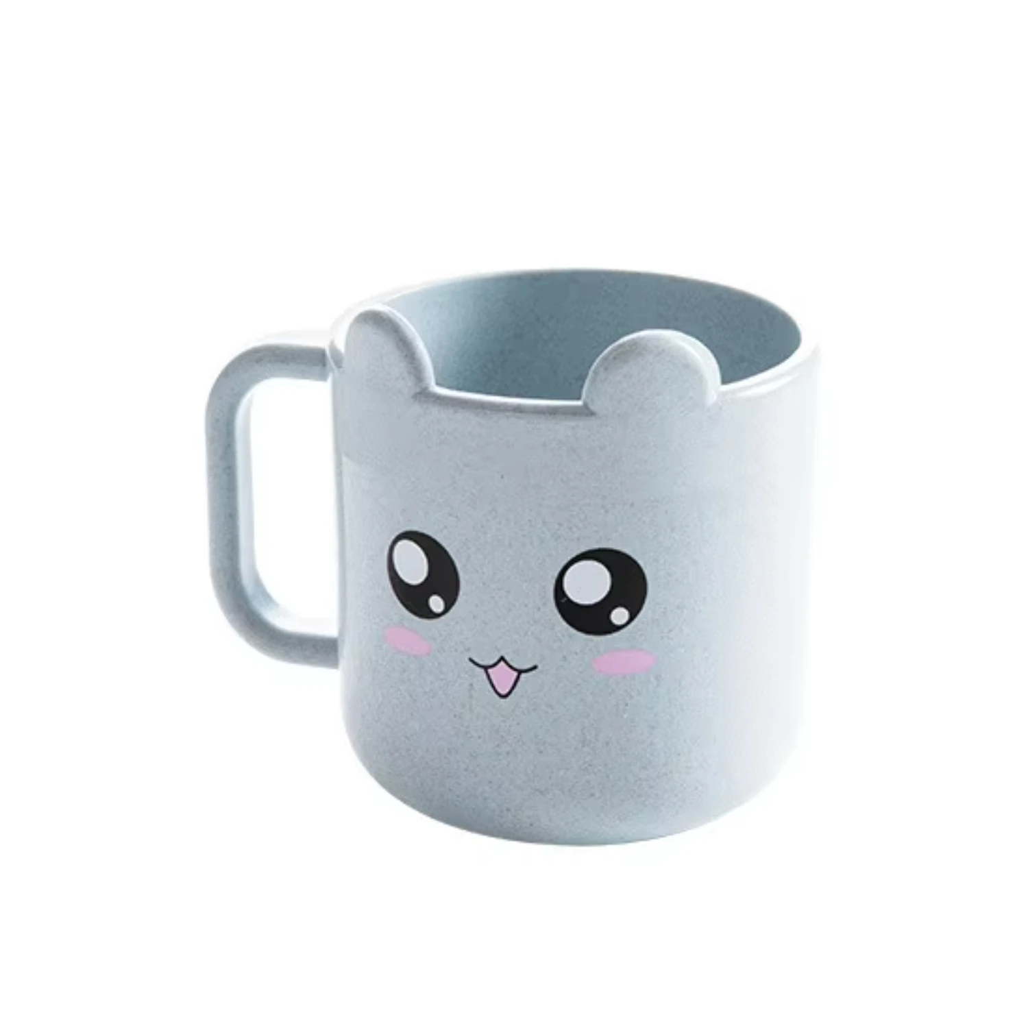 Cute Cup Cat Pattern Handle Cup Milk Coffee Wheat Straw Plastic Water Cup Travel Funny Mug  Children Christmas Party Gift Cafe