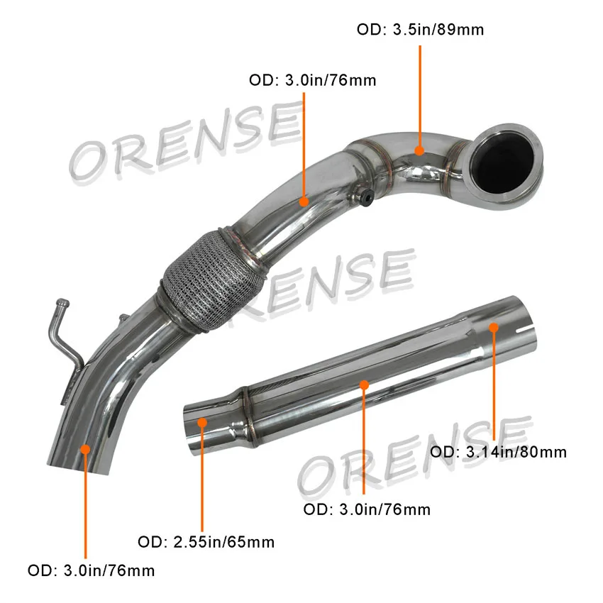 For Volkswagen Golf MK7 MK7.5 GTI GLI / Audi A3 1.8T 2.0T Car Exhaust Downpipe Stainless Steel Exhaust System Engine Parts