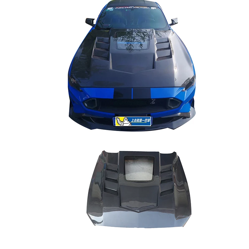 

Mustang carbon fiber hood engine cover transparent style hood perfect fitment