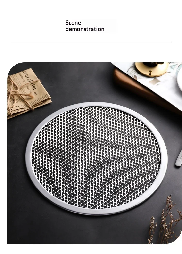 Hot 8/9/10/12/13inch Aluminum Pizza Pan Pizza Baking Screen Mesh Pizza Tray with Hole for Oven Bakeware Outdoor Barbecue Mat image 16