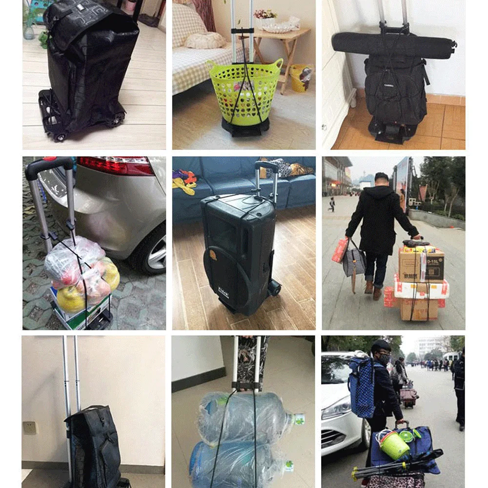 50kg Portable Shopping Cart 2/4-wheels Folding Luggage Trolley Home Student Schoolbag Backpack Trolley Heavy Duty Truck Barrow