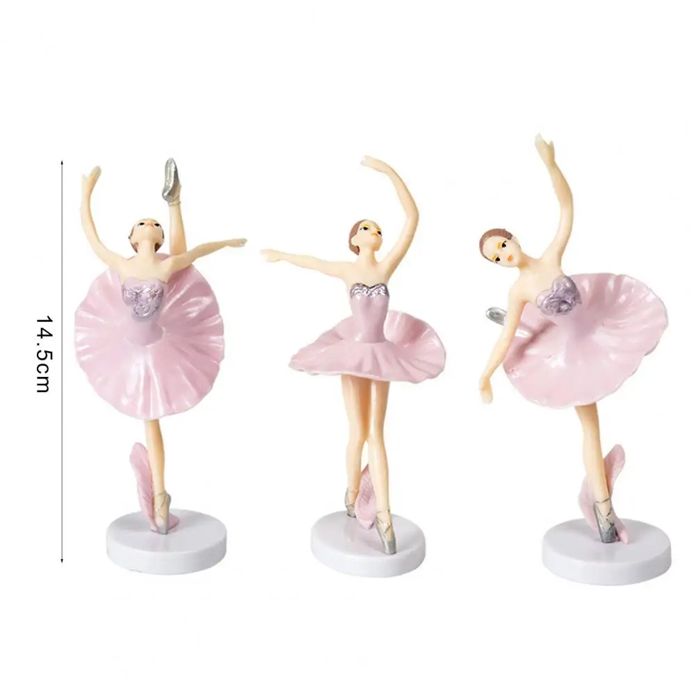 3 unids/set de adornos para tarta, aplicaciones amplias, fácil instalación, decoración de pasteles, figuritas de bailarina para fiesta