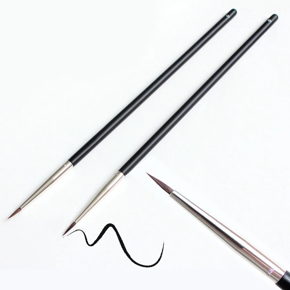 2Pcs Eyeliner Brush Eyebrow Brush Set Long Wooden Handle Makeup Tools for Eye Makeup Liquid Eyeshadow Application