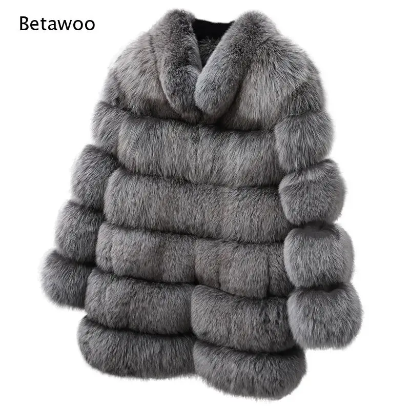 Women Open Front Stand Collar Faux Fur Coat Horizontal Segmented Design Mid Length Soft Fluffy Furry Winter Outerwear