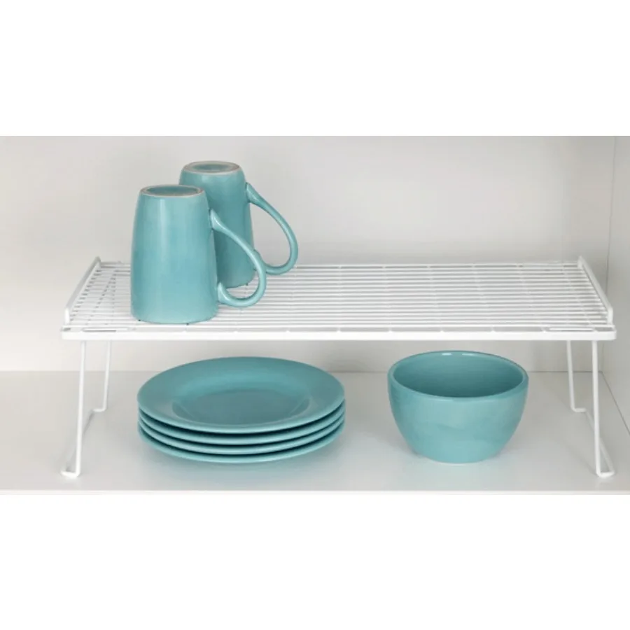 

Mainstays Adult Metal Kitchen Pantry Organization Wire Stacking Single Shelf 22x10x7 White