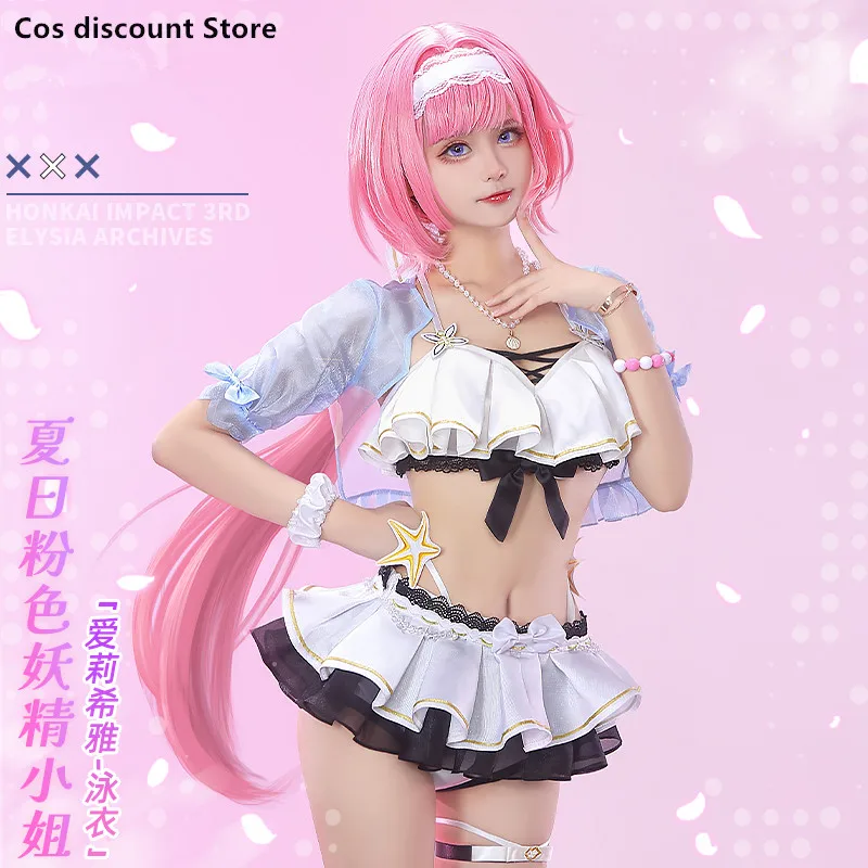 Elysia Cosplay Costume Sexy Swimsuit Game Honkai Impact 3rd Rose Anime Women Swimwear Role-playing Clothing for 2023 Sizes S-XL