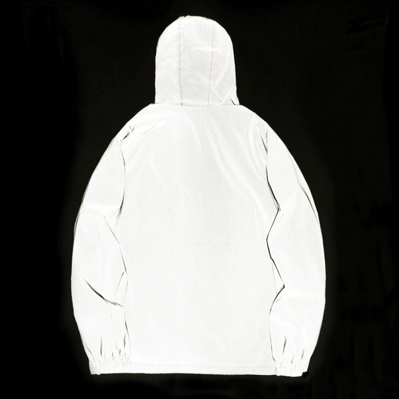 Plus Size 6XL 7XL 8XL Men's Reflective Jacket Big Size Outdoor High Visibility Hooded Windproof Coats Cycling Running Clothes
