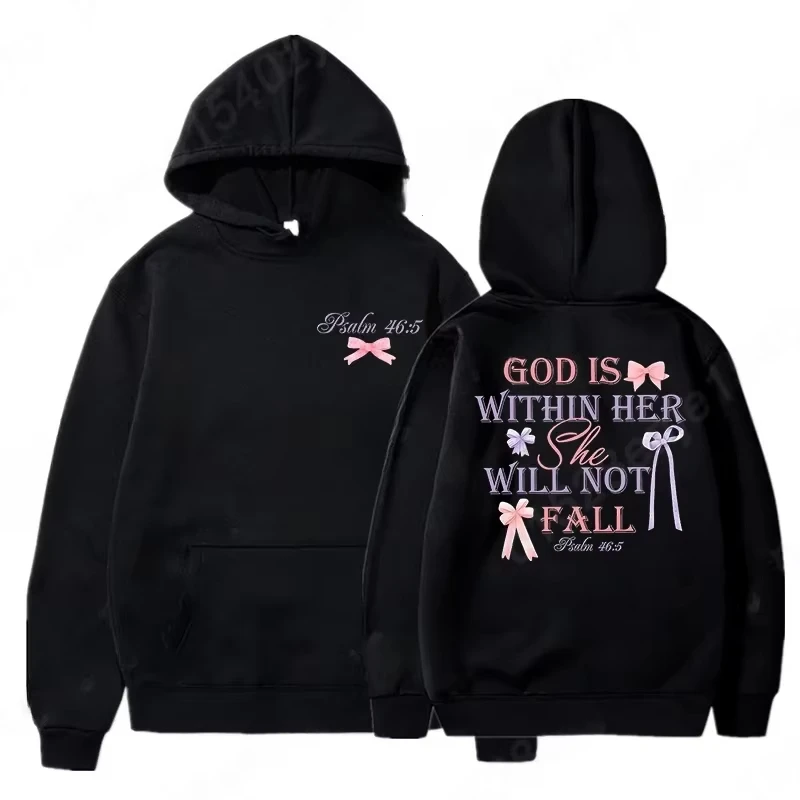 

Women's Hoodies with Butterfly and Letter Print, Long Sleeves, Hooded, Christian Jesus God Graphic Hoodies, Harajuku Pulllovers