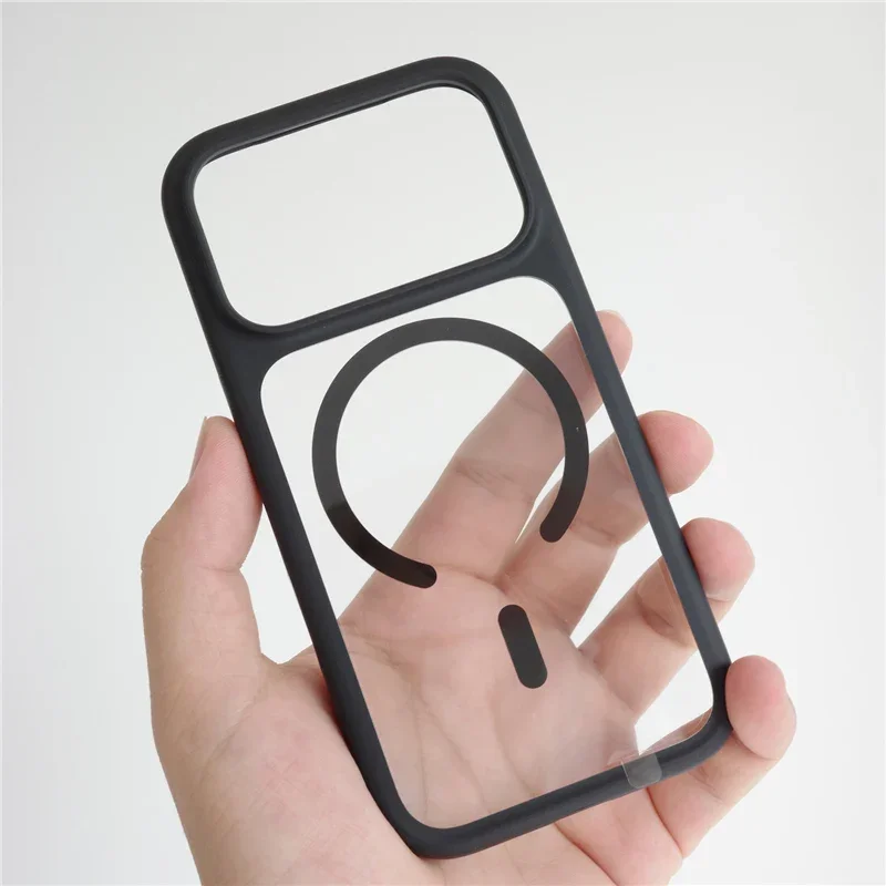 حافظة Magsafe شفافة مزودة بزر كاميرا تعمل باللمس AI لهاتف آيفون 17Pro 17 Pro Max 17 غطاء مدرع صلب للشحن اللاسلكي الشفاف