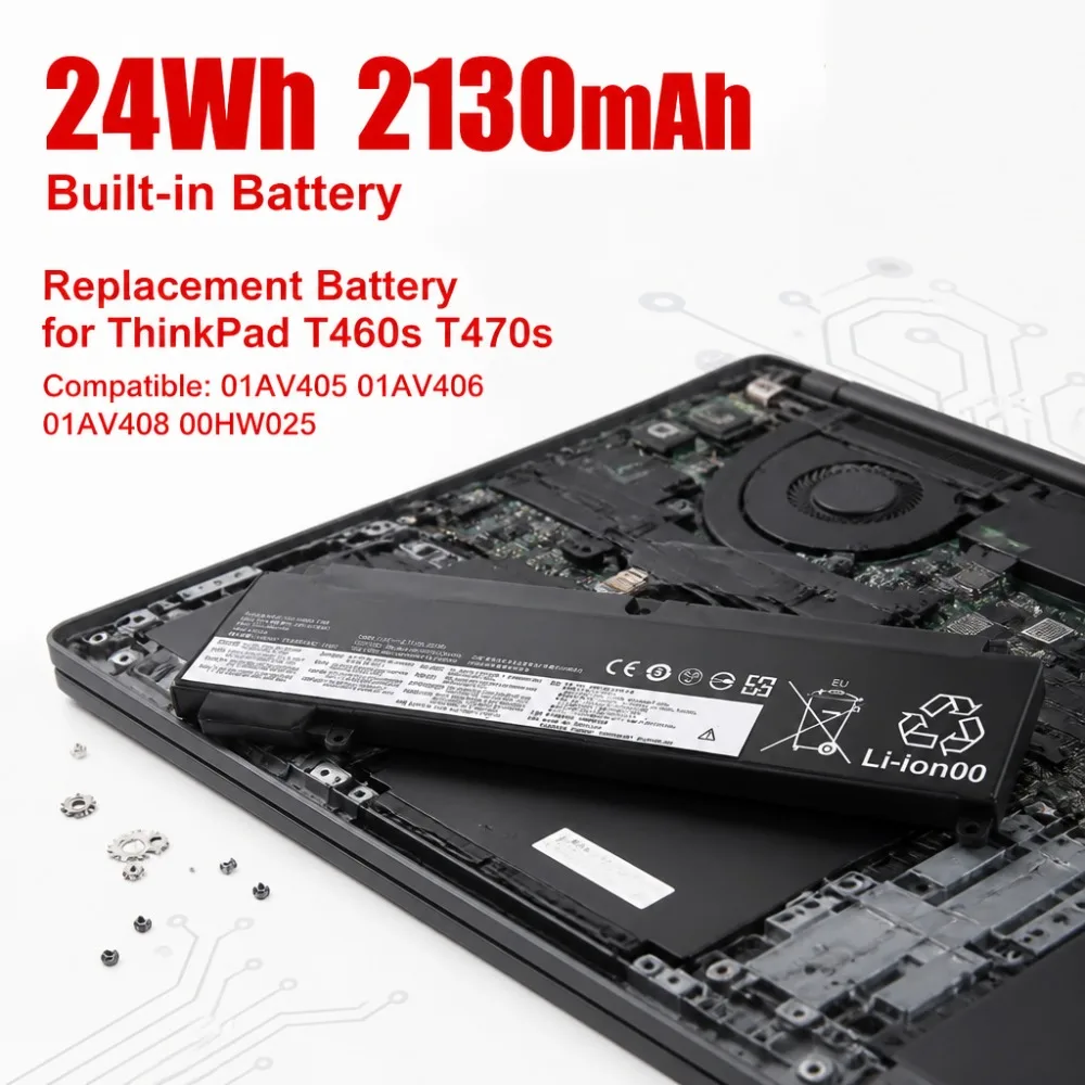 For Lenovo ThinkPad T460s T470s Battery 01AV405 01AV406 01AV408 00HW025 24Wh 2130mAh Built-in Internal Replacement