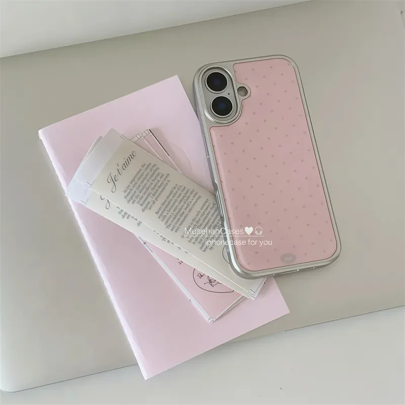 الكورية ins كريم الوردي البولكا نقطة الفن موضة الكرتون الإبداعية Y2K قضية الهاتف لسامسونج S 23 24 25 26 EDGE FE زائد الترا غطاء