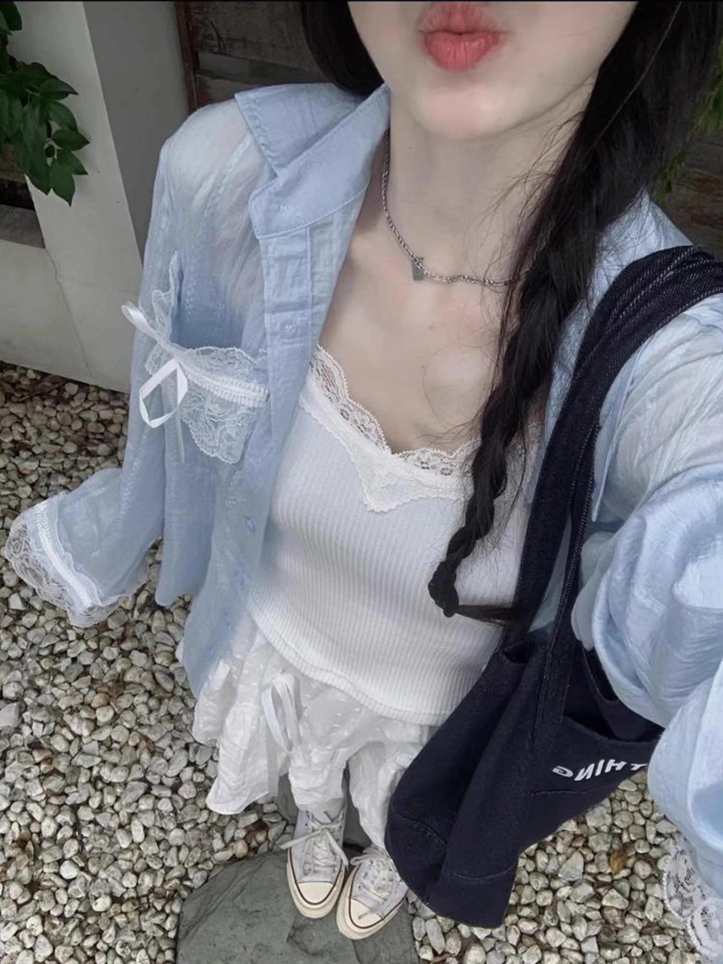 

Корейская свободная блузка с длинными рукавами и кружевным воротником-узлом для женщин, модная повседневная блузка, новинка весенней коллекции