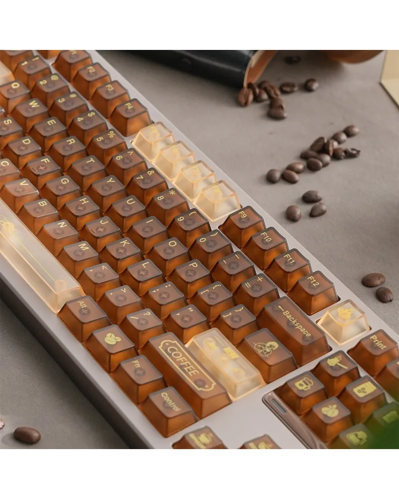 Keycaps full set PC character spray layer original factory height wooting magnetic axis keyboard cafe fog through