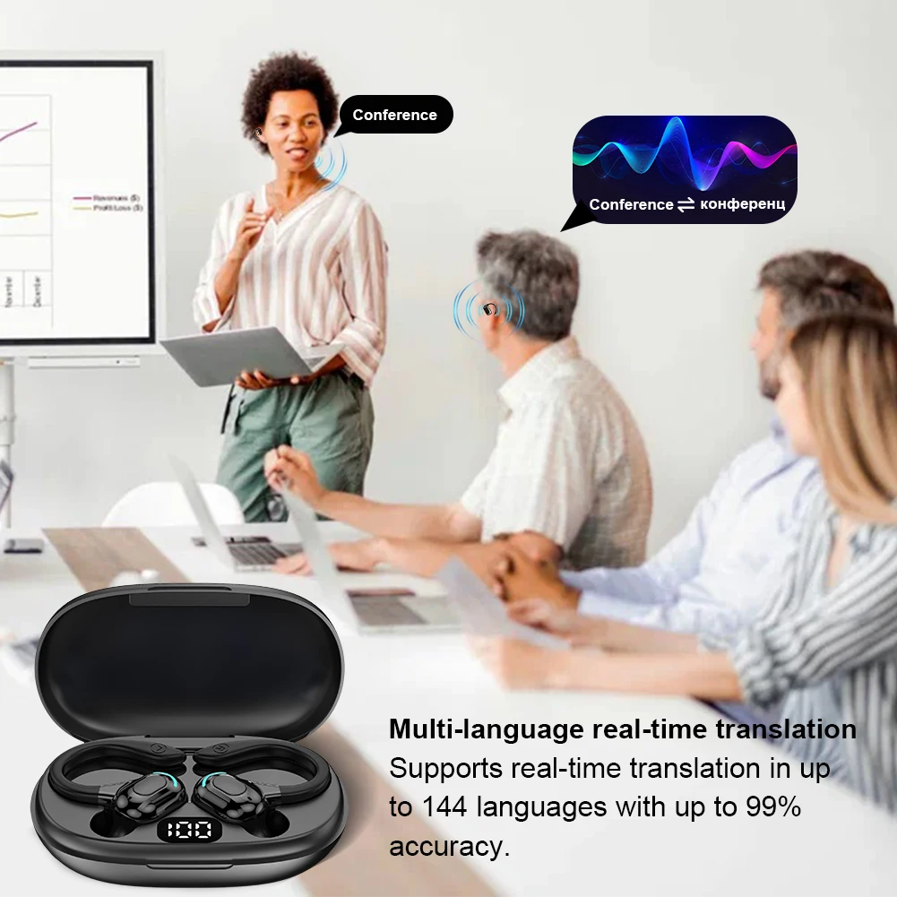 F8 144 tłumacz języka słuchawki douszne bezprzewodowe słuchawki Bluetooth do tłumaczenia w czasie rzeczywistym dwukierunkowe słuchawki do tłumaczenia do podróży