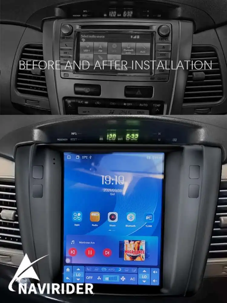 Android 14 Gps para coche DSP reproductor de Radio de vídeo Multimedia en salpicadero para Toyota Innova 2007-2014 navegación CarPlay pantalla Vertical