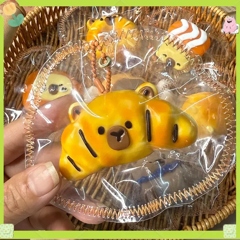 Capybara Silicone Squishy Stress Relief Toys Slow Rebound Food Shaped Donut Salmon Chicken Leg Fidget Pendant For Kids Adults