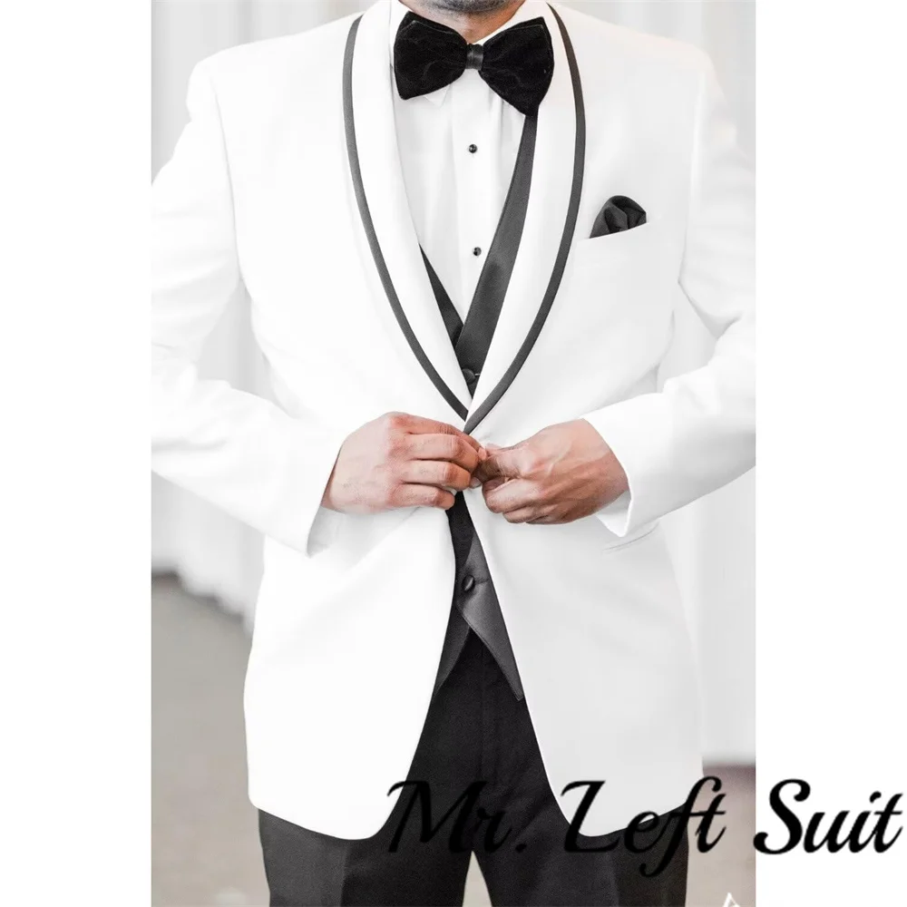 3 Piece Men Suits for Wedding Groom Tuxedos 2024 Casual Beach Custom Man Suit Set Jacket Vest with Pants Man Fahion