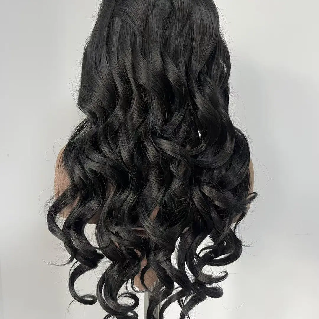 Free Part Jet Black Body Wave Synthetic hair Lace Front Wigs for Black Women Daily Wear Natural Hairline Transparent Lace Wigs