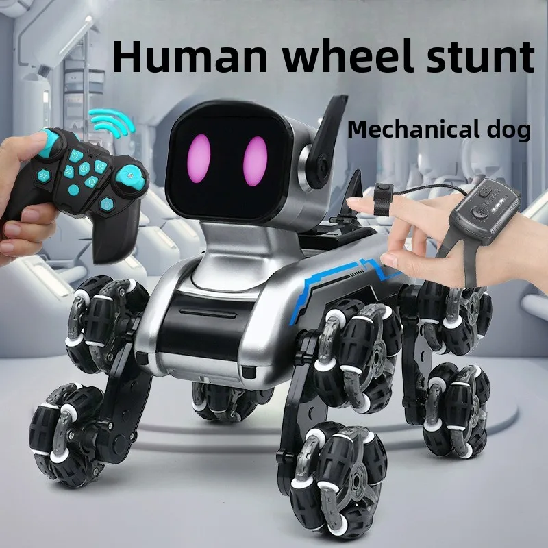 

Children's eight wheel stunt robot dog intelligent gesture sensing spray drift climbing deformation electric remote control dog