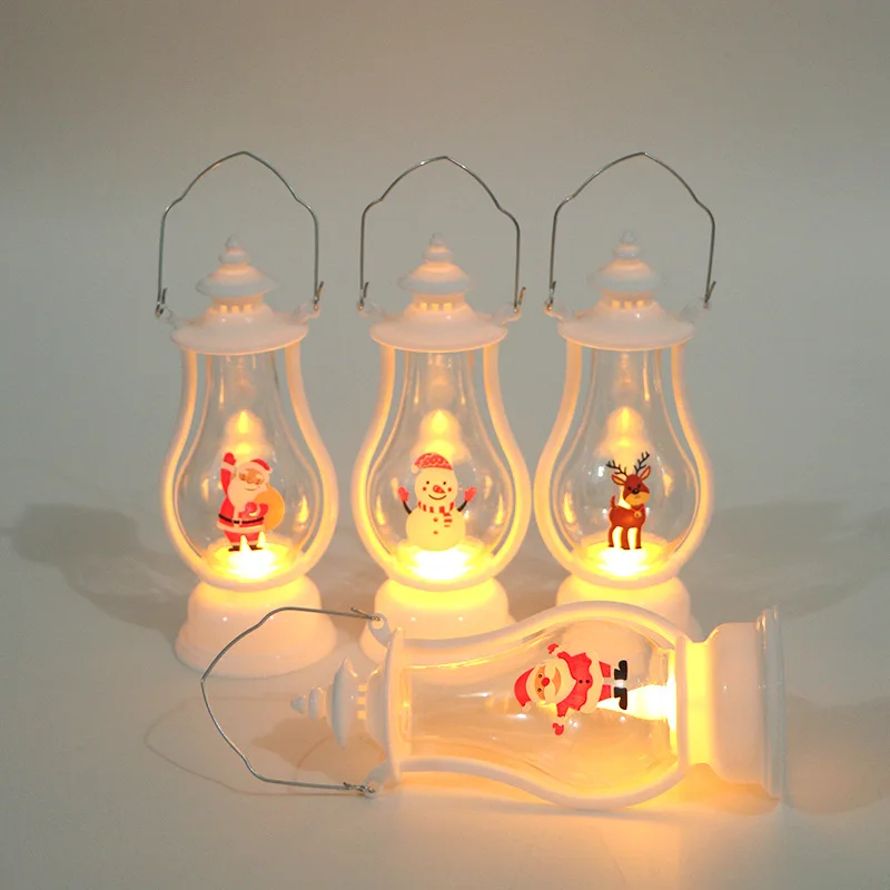 Lampu Led elektronik untuk dekorasi Natal, lampu lilin elektronik, lampu Sinterklas, lampu Retro portabel, lentera angin dongeng Led gantung