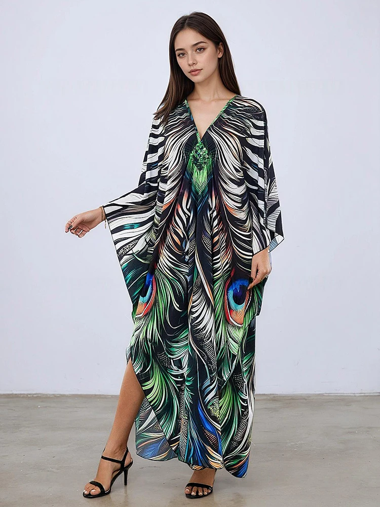 XITAO طباعة التباين اللون فستان فضفاض الخامس الرقبة عادية الكاحل طول أنيقة شخصية البلوز الصيف امرأة فستان GJ1158