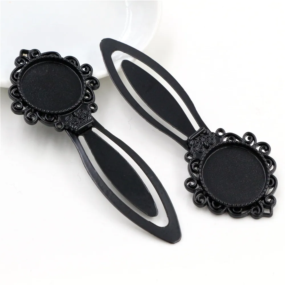 

50pcs Antique Silver/Bronze/Black Bookmark Base Setting Tray Bezel Pendant Charm,Fit 20mm Cabochon/Picture/Cameo,DIY Accessory