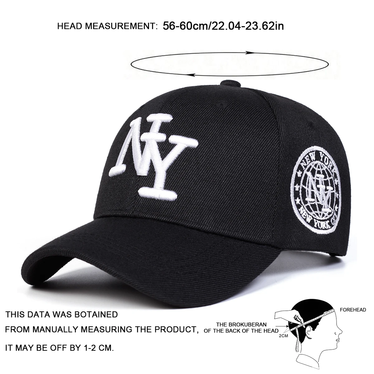 Unisex NY Buchstaben-Stickerei Baseballkappen Frühling Herbst Outdoor Verstellbare Freizeithüte Sonnenschutzhut Sportkappe – Detail 12