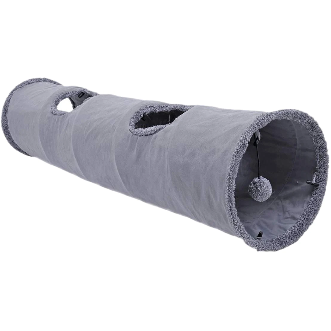

A59T Pet Cat Tunnel Cat Toys Play Tunnel Suede Hideaway Pet Crinkle Tunnel with Ball 12 Inch Diameter
