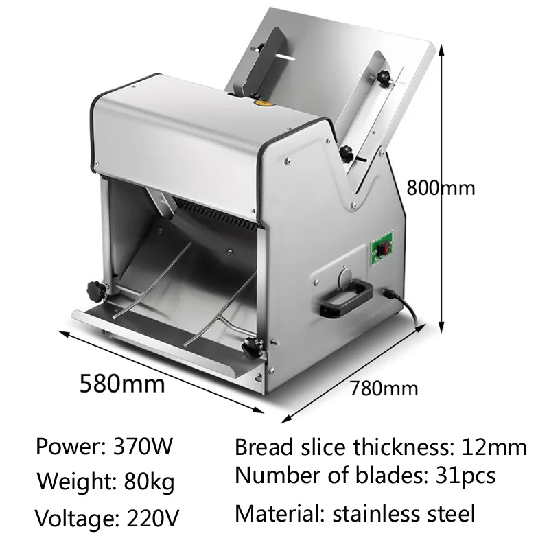 

Bread Slicer Commercial Toast Ham Slicing Machine Automatic Slicer Cutting Machine