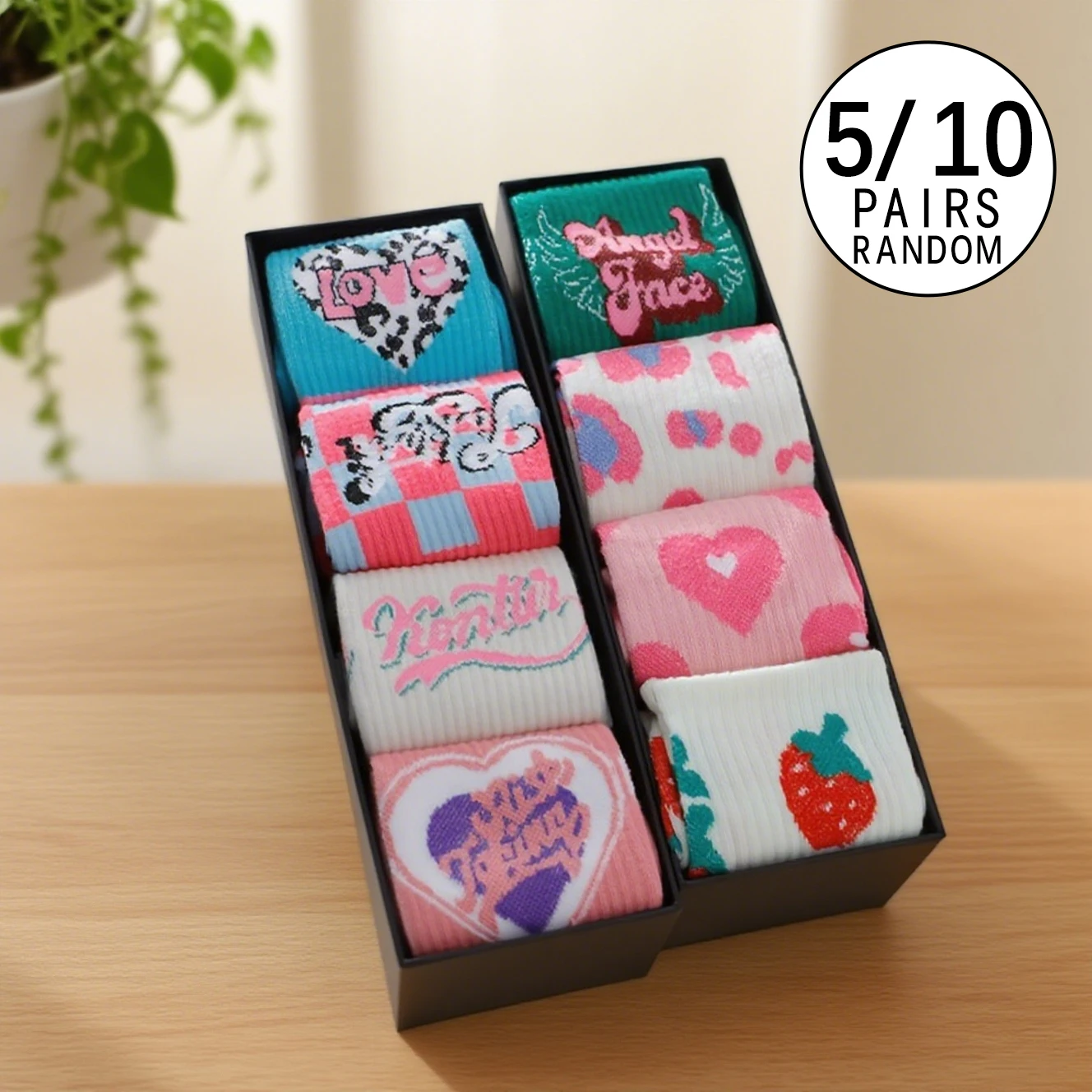 

5/10 Dual Four Seasons женские модные полосатые универсальные мягкие и удобные впитывающие пот дышащие длинные носки с надписью Love