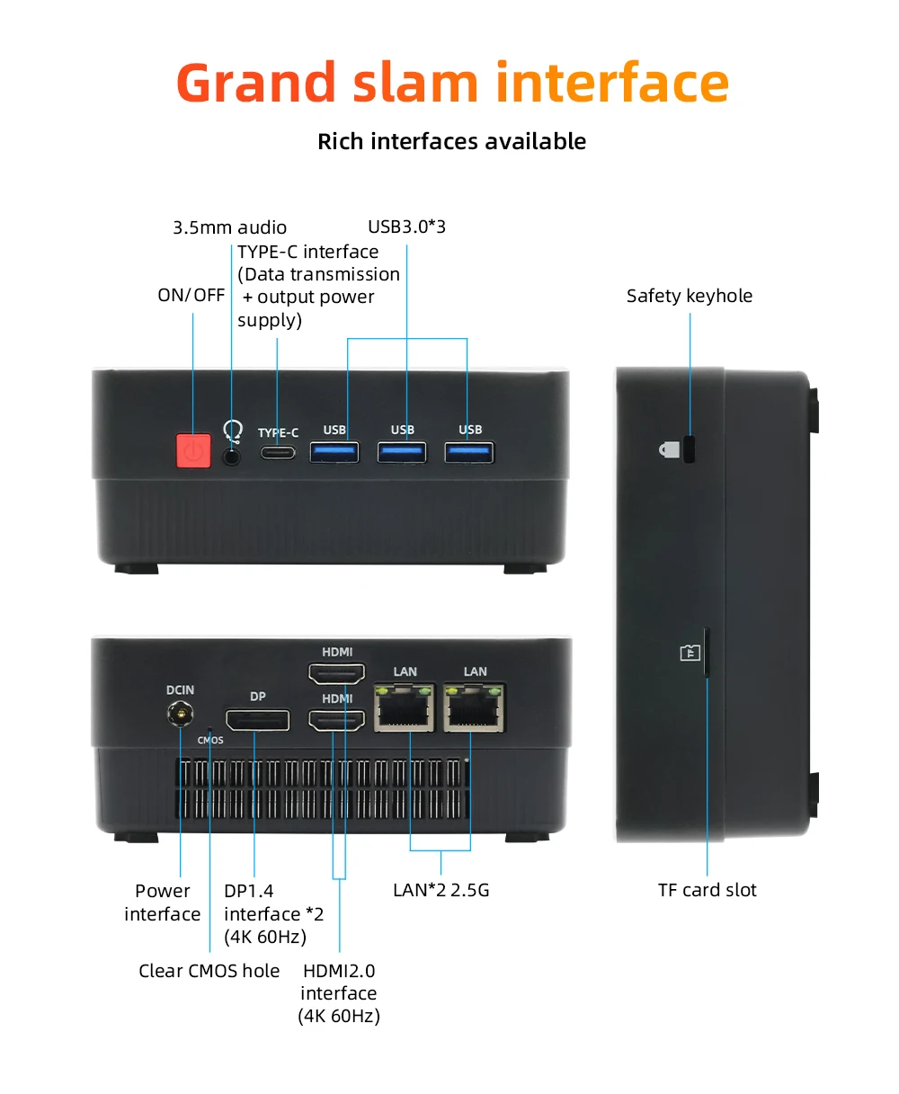 Imagem -02 - Texhoo Mini pc Computador Gaming Amd Ryzen7 5800h Bolso Dual Hdmi Lan Wifi6 Windows 11 Pro Nuc Office Ddr4 Nvme Quatro Display