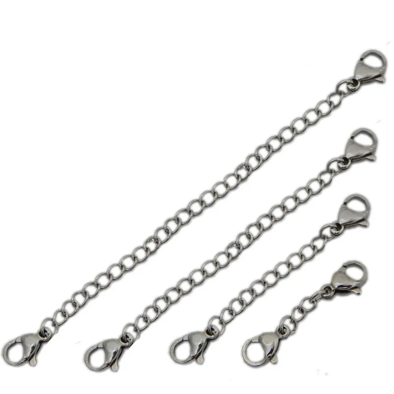 5PCS Stainless Steel Extension Chains with Lobster Clasp Gold Plated Extended Chains For Bracelet Necklace DIY Jewelry Making