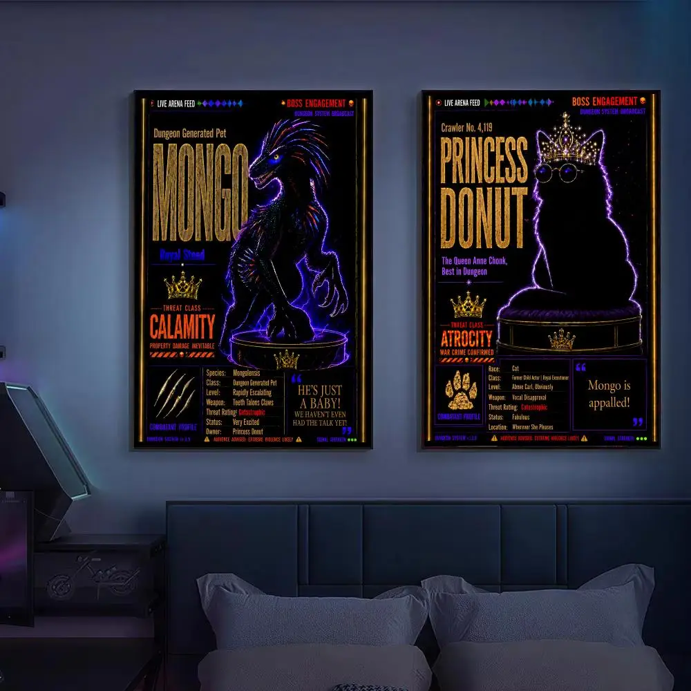Retro Dungeon Crawler Carl Poster Wall Art Prints for Bedroom Living Room Office Home Decoration Hanging Artwork Gift