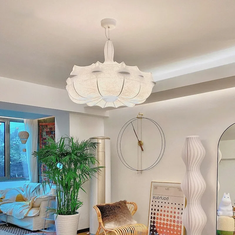 

Italian Imitation Silk Lamp LED Japanese Wabi-sabi Retro Ceiling Pendant Lamp Simple Living Room Bedroom Pendant Lamp