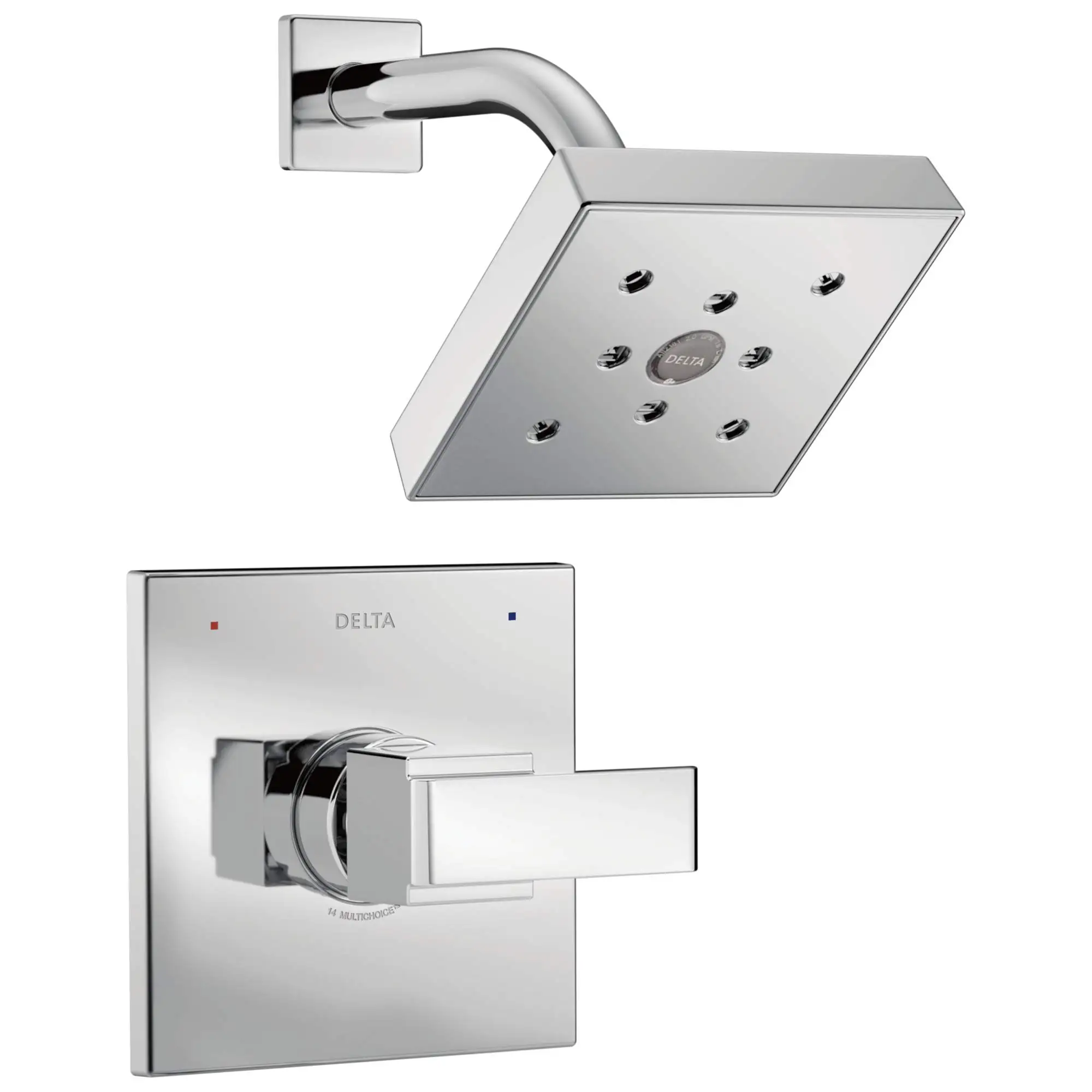 

Stainless Steel Single Handle Shower Trim Kit With Square H2Okinetic Shower Head