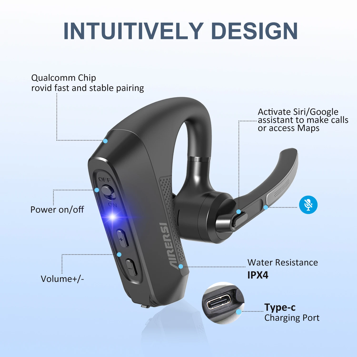 أحدث سماعات بلوتوث لاسلكية مع ميكروفون مزدوج لإلغاء الضوضاء وحافظة شحن لأجهزة Android iOS