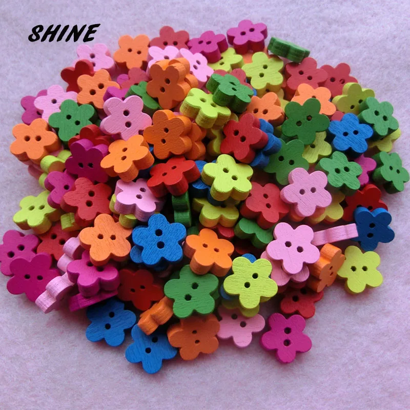 13mm Wooden Buttons Scrapbook Flower Mixed 2-Holes sewing accessories sewing supplies buttons for clothing crafts supplies