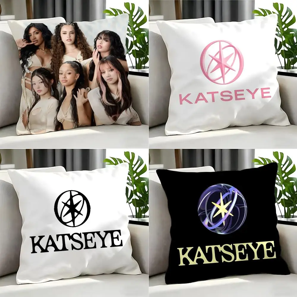 Group KATSEYE Cushion Cover Cushion Cover Set 4Pcs 50x50 45x45 40x40 Pillowcase Decorative Sofa Home Decor