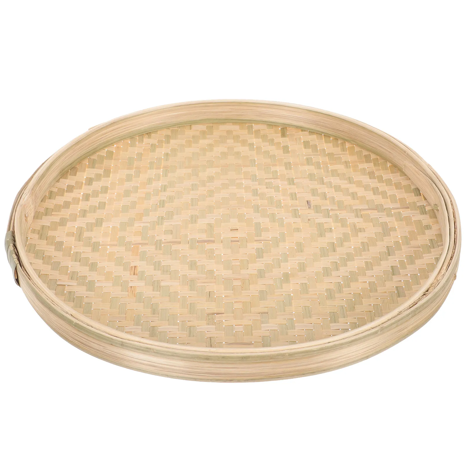 Handwoven Bamboo Tray Round Food Storage Basket for Dried Fruit, Snacks, Desserts, Tea Serving & Picnic