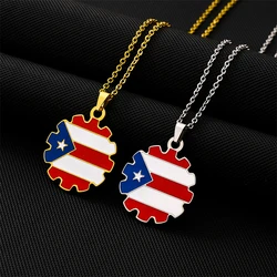 2024 Puerto Rico Map Flag Pendant Necklaces Stainless Steel Gold/Steel Color Puerto Ricans Patriotic Jewelry For Men Women Gifts
