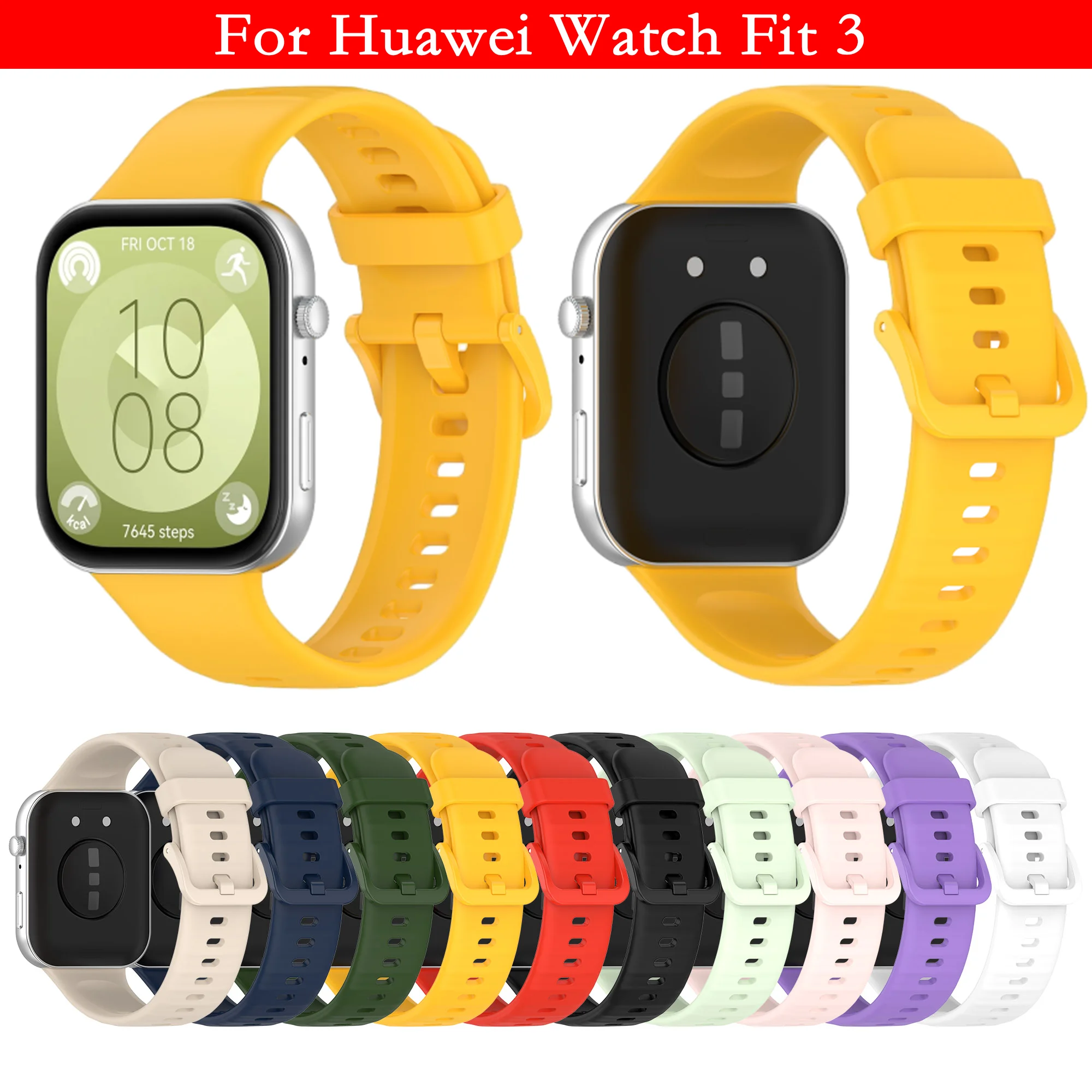 

Color buckle Silicone Watch Strap For Huawei Watch Fit 3 Smart Watch Band Original Replacement Sport Bracelet For Huawei Fit3