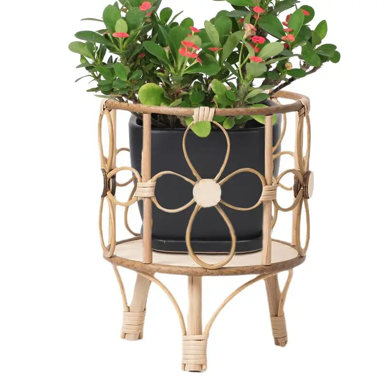 

Plant Stand Rattan Wicker Riser Plant Stand Indoor Hollow Stool Shelf With Legs Pot Holder Rustic Display Rack For Balcony Patio