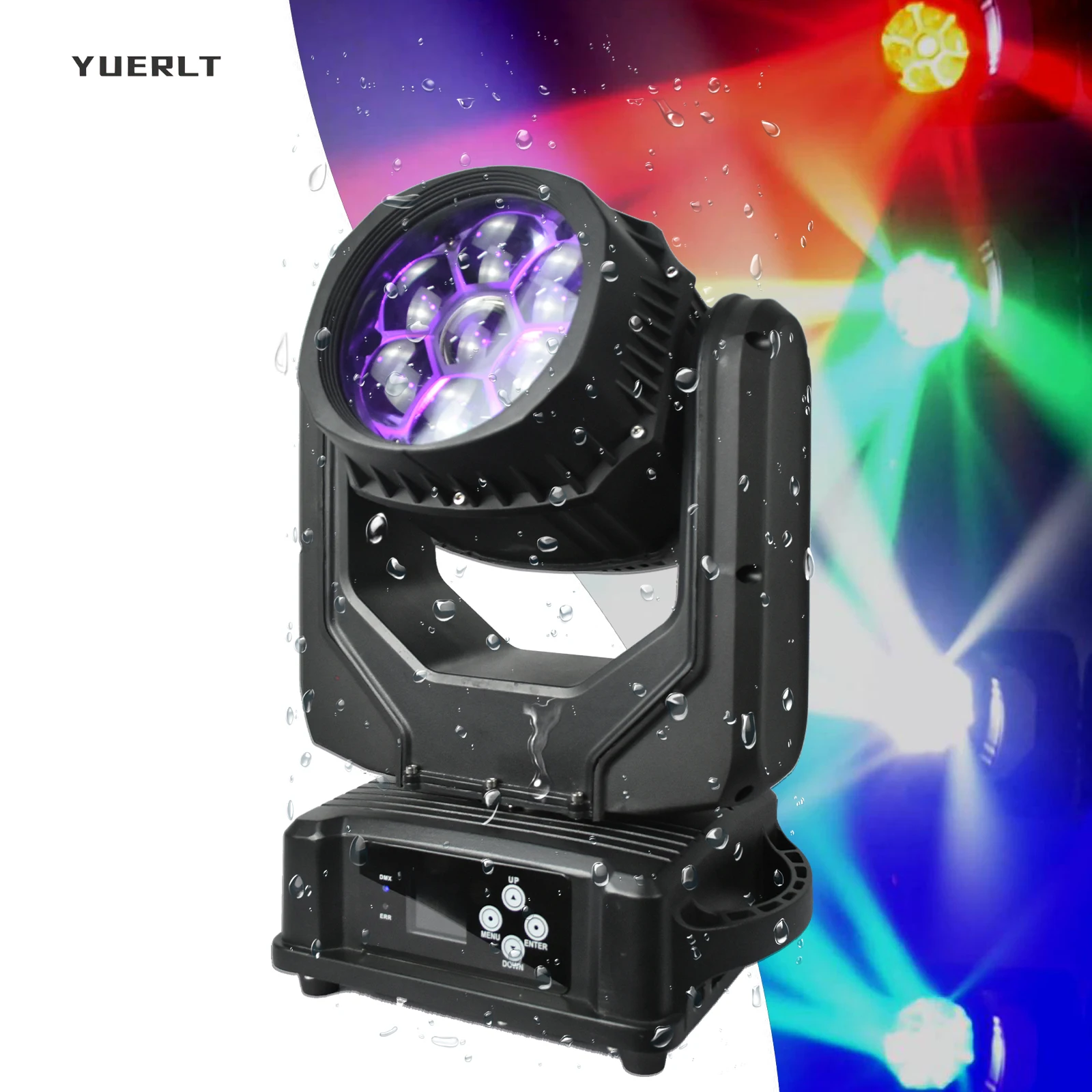 YUER LED 7x40W Moving Head Light RGB 4 in 1 Bee Eyes Stage Light Waterproof DMX512 Stage Light Party DJ Disco Light