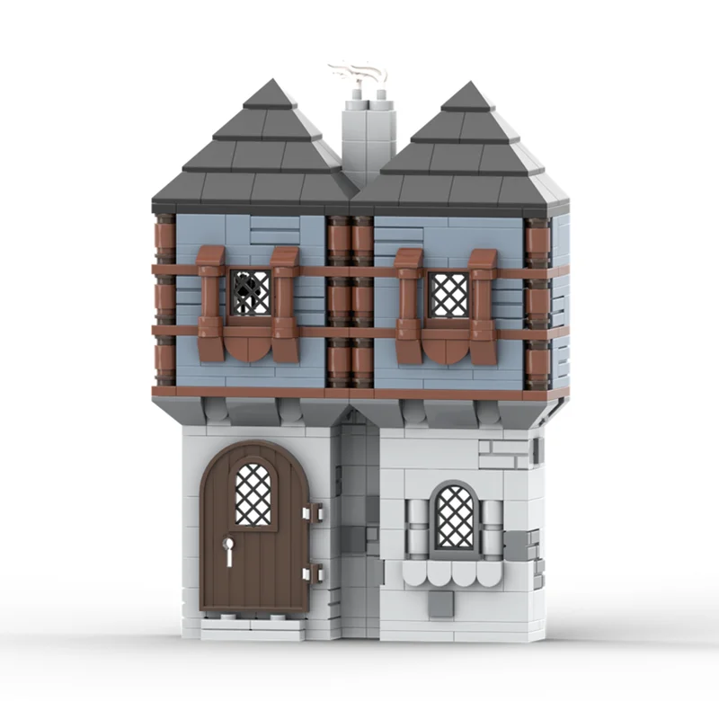 Medieval Castle Model Moc Building Bricks Modular Mini Blue Medieval House Technology Blocks Christmas DIY Toy Construction Gift